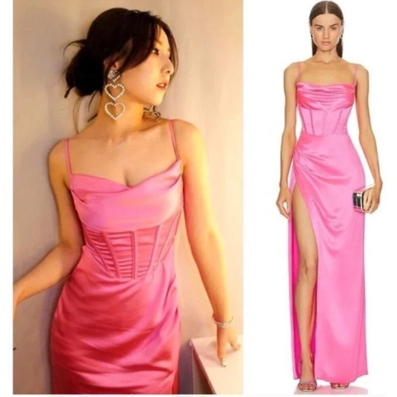 NEW Retrofete Rosa Corset Drape Maxi Dress NWT Hyper Pink Revolve - Picture 4 of 11